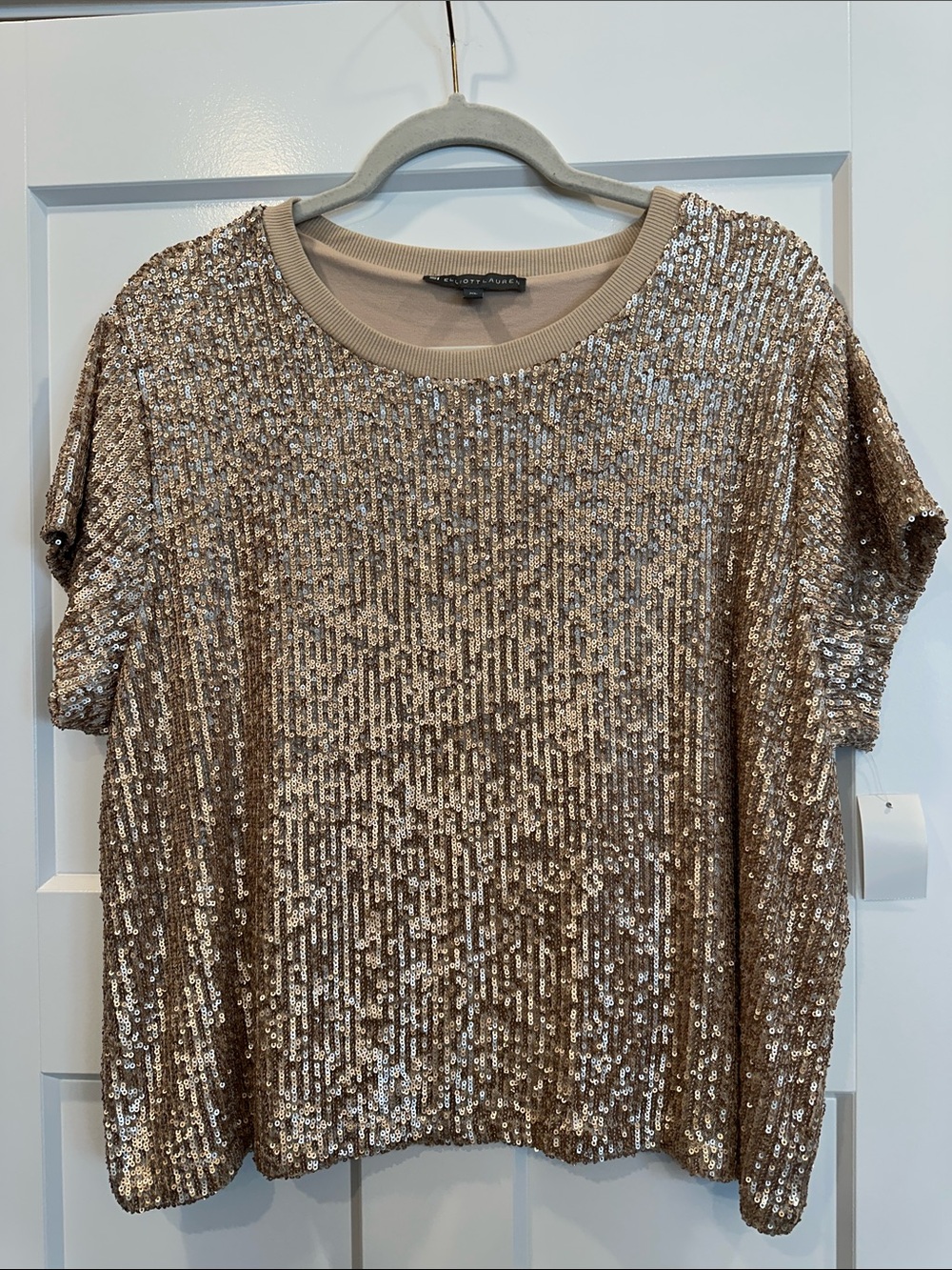 Elliott Lauren Sequin Short Sleeve Top, Size XL